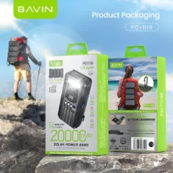 BAVIN PC1119 20,000mAh 4-Panel Solar Power Bank with LED Light - Image 6