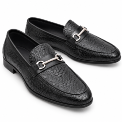 Alternative view of Dorian™ Premium Textured Men's Leather Jet Black Loafers