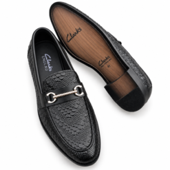 Dorian™ Premium Textured Men's Leather Jet Black Loafers