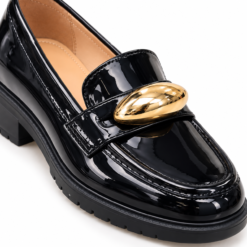 Marielle™ Women's Gold-Detail Glossy Slip-On Loafers - Image 4