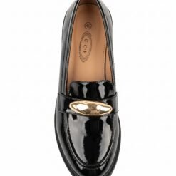 Marielle™ Women's Gold-Detail Glossy Slip-On Loafers - Image 9