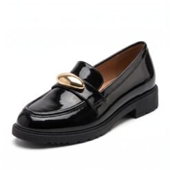 Marielle™ Women's Gold-Detail Glossy Slip-On Loafers - Image 7