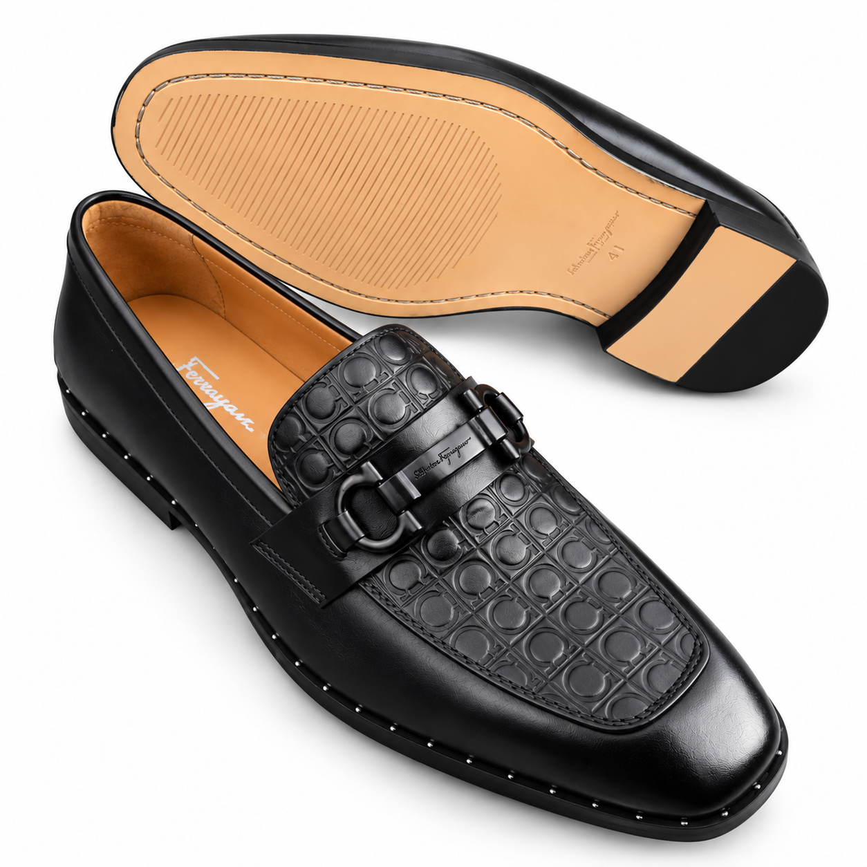 Cavaro™ Signature Embossed Men's Leather Loafers